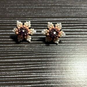 Handmade pink/purple flower earrings